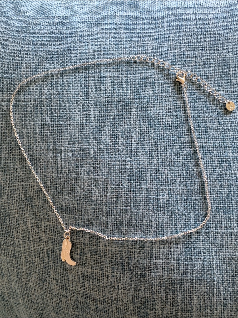 Delicate white Cowgirl Boot Pendant Necklace - Minimal Western Charm